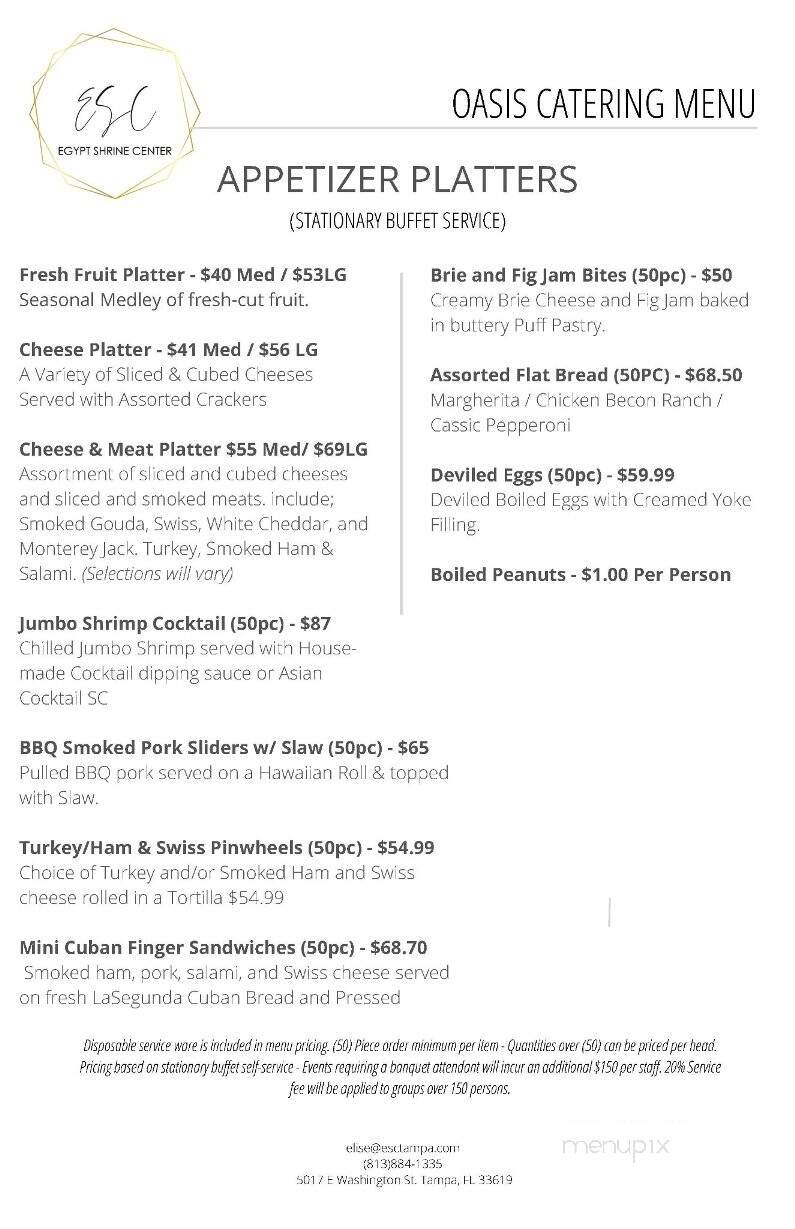 Egypt Shriners - Tampa, FL menu_pic