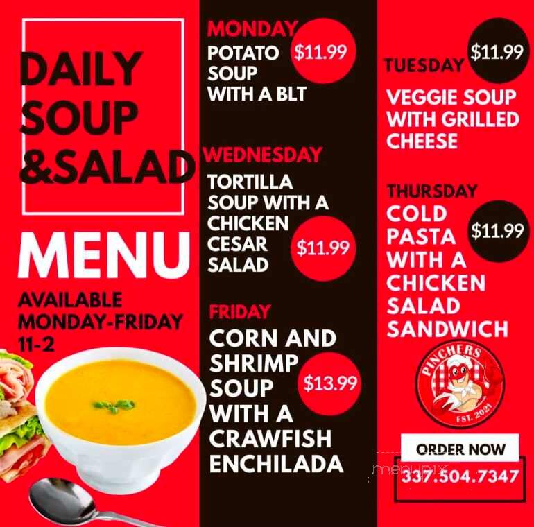 Pinchers - Maurice, LA menu_pic