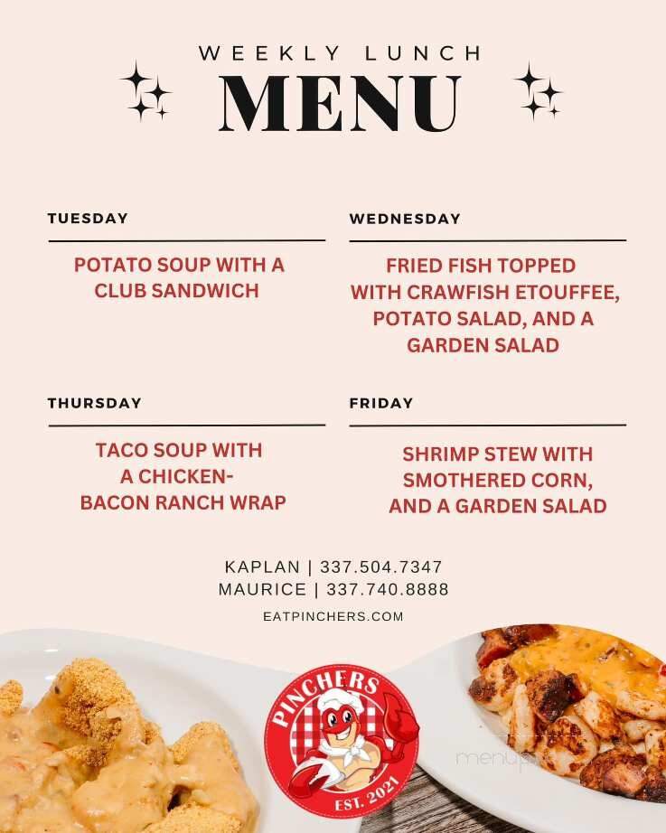 Pinchers - Maurice, LA menu_pic