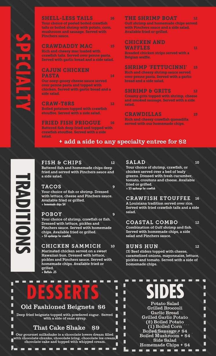 Pinchers - Maurice, LA menu_pic