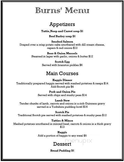 Argyle Arms Pub And Restaurant - Cambridge, ON menu_pic
