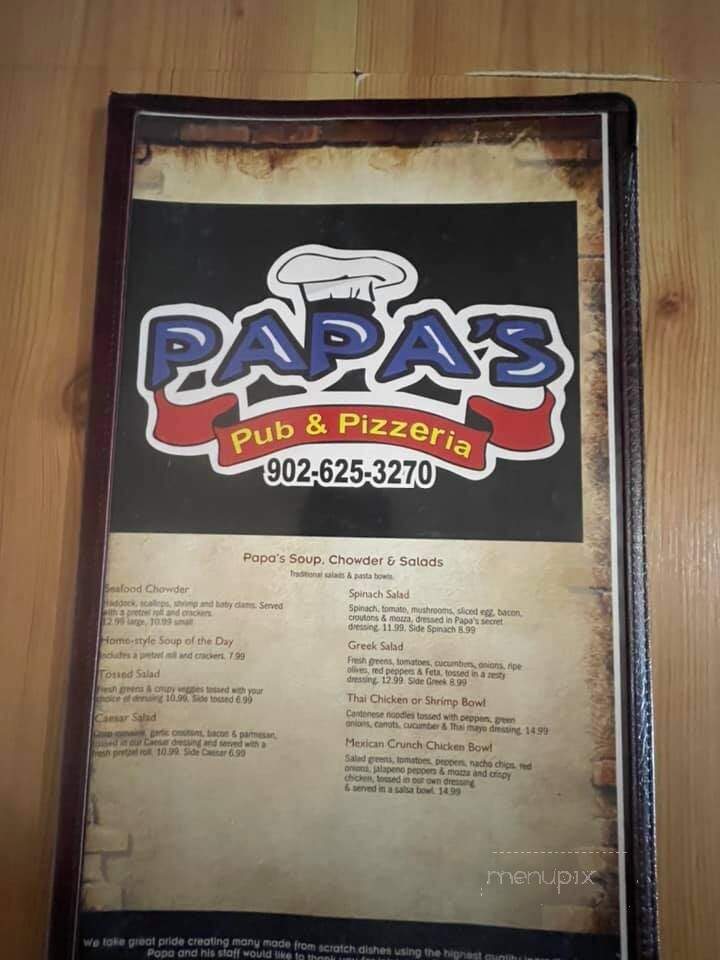 Papa's Pub And Pizzeria - Port Hawkesbury, NS menu_pic