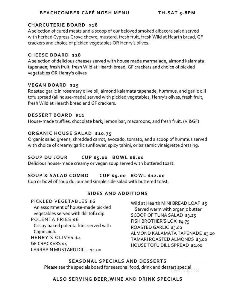 Beachcomber Cafe - Trinidad, CA menu_pic