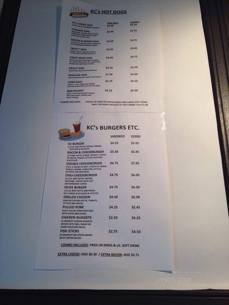 KC's Kones & Coneys - Cedar Springs, MI menu_pic