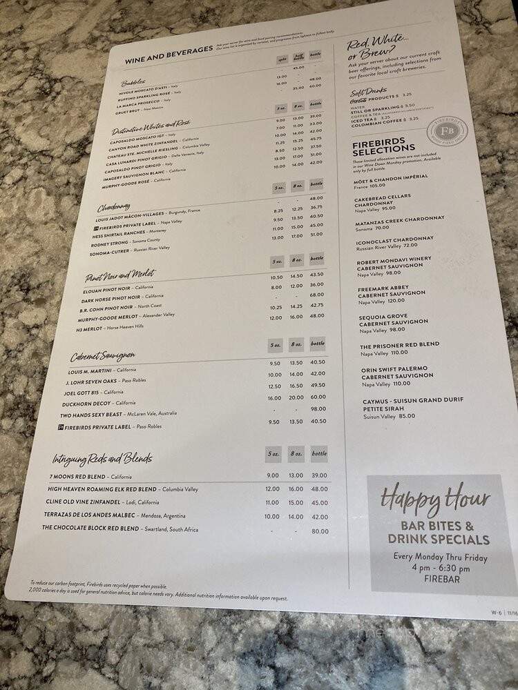 Firebirds Wood Fired Grill - Bridgeville, PA menu_pic