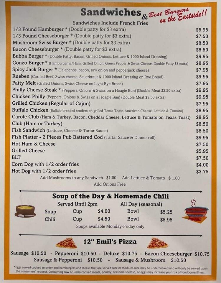 Sundown Saloon - Madison, WI menu_pic
