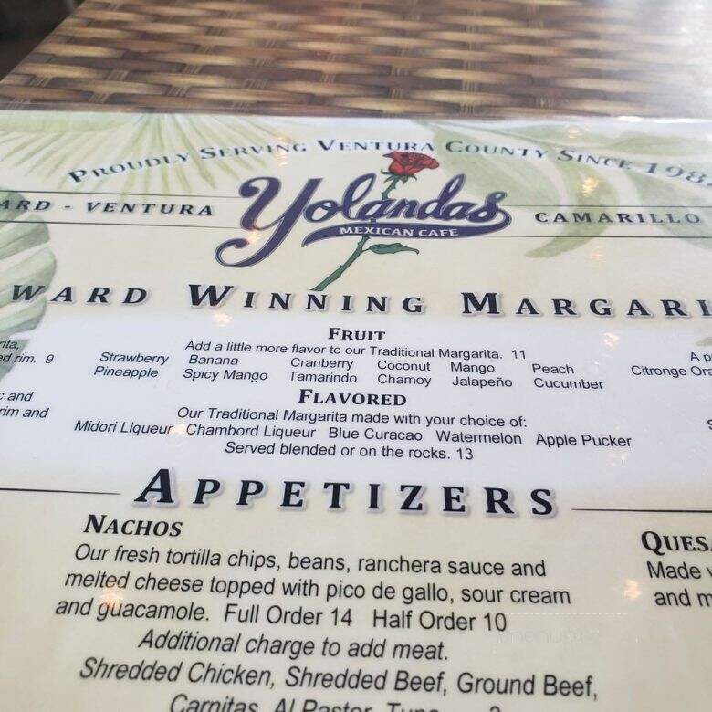 Yolanda's - Simi Valley, CA menu_pic