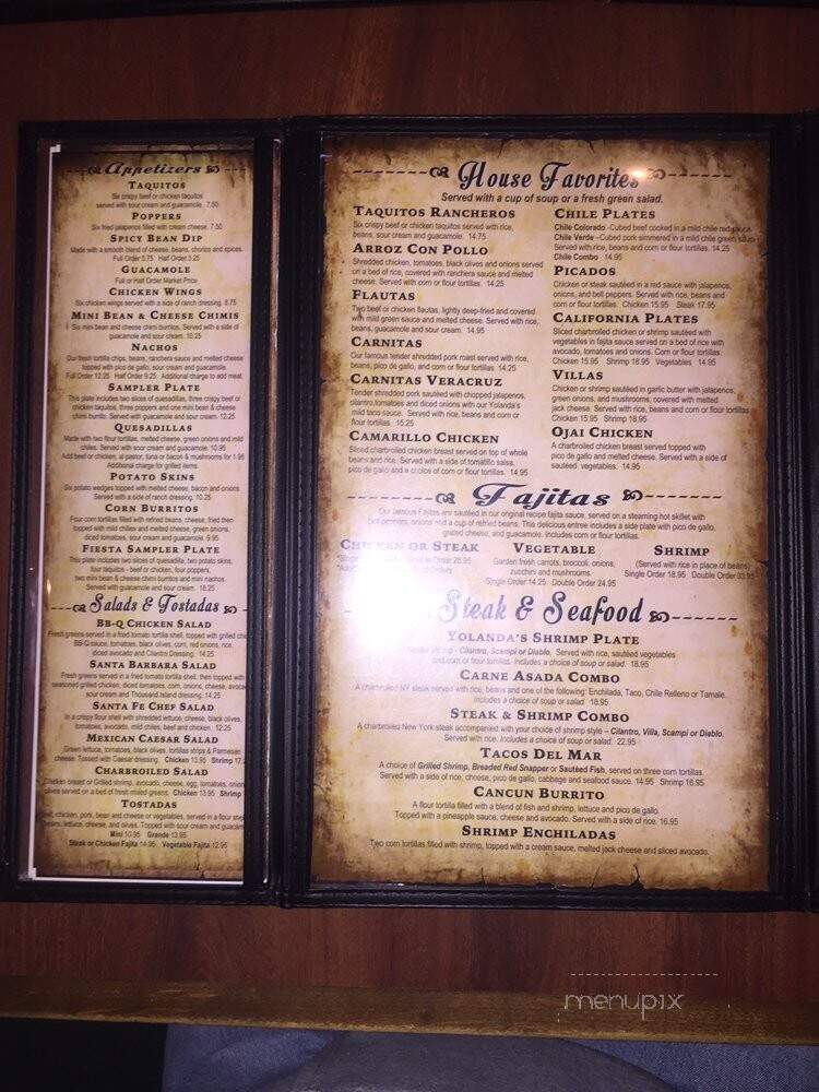 Yolanda's - Simi Valley, CA menu_pic