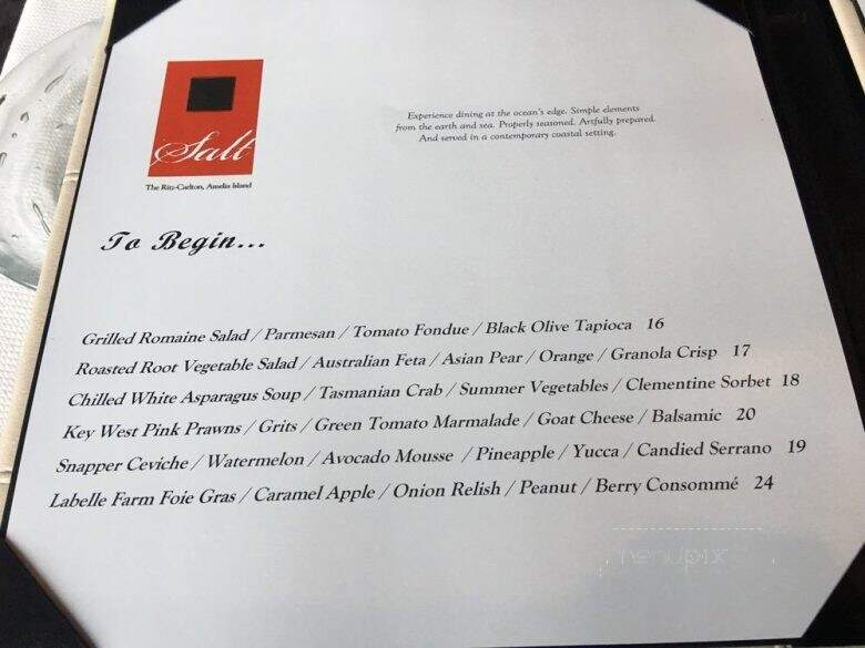 Ritz-Carlton Amelia Island - Salt, the Grill - Fernandina Beach, FL menu_pic