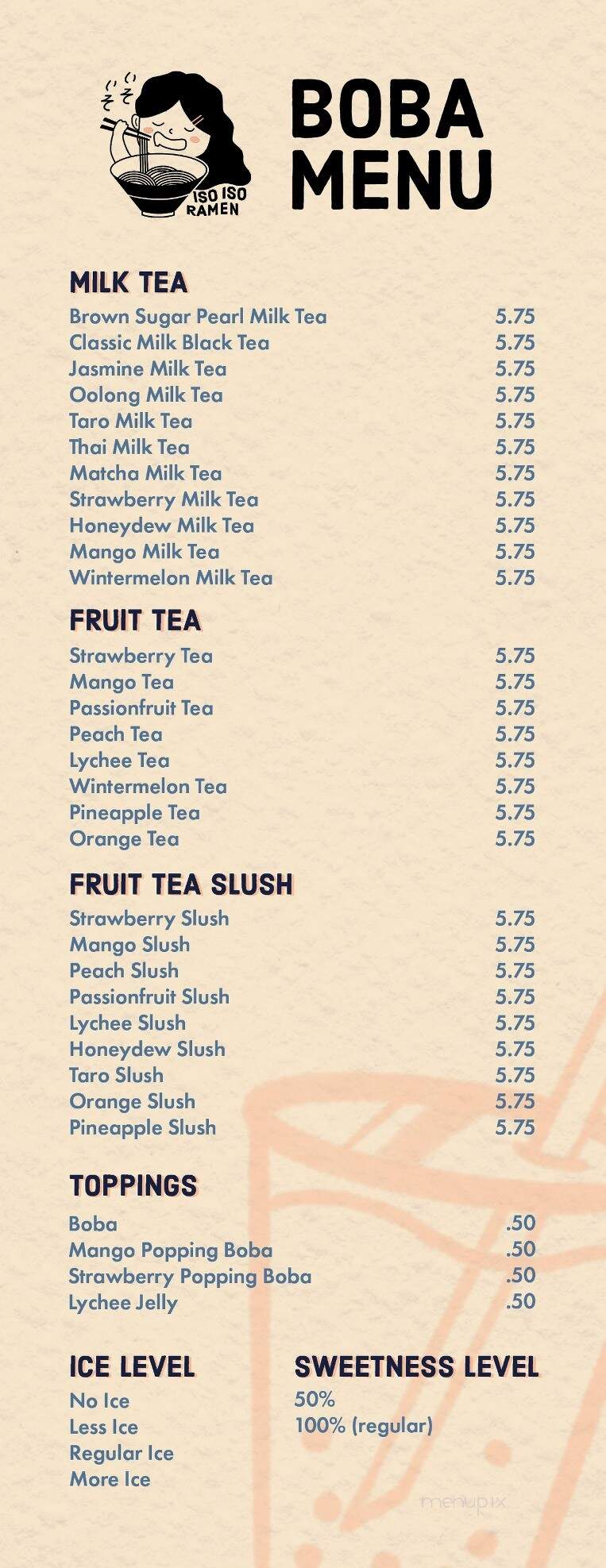 Iso Iso Ramen & Boba - Seneca, SC menu_pic