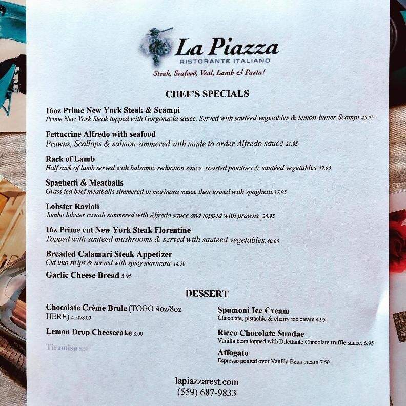 La Piazza - Tulare, CA menu_pic
