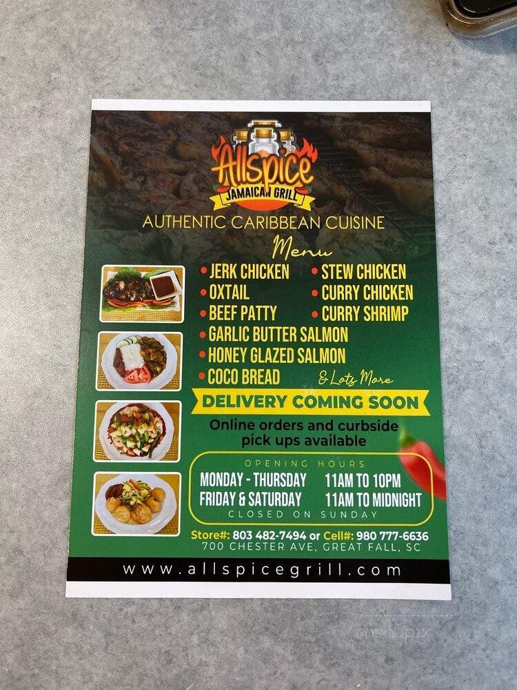 All Spice Jamaican Grill - Great Falls, SC menu_pic