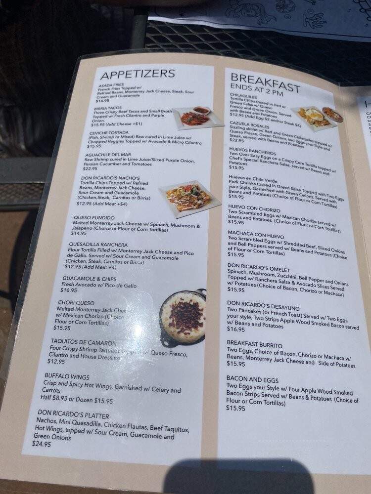 Don Ricardos Bar & Grill - Arcadia, CA menu_pic