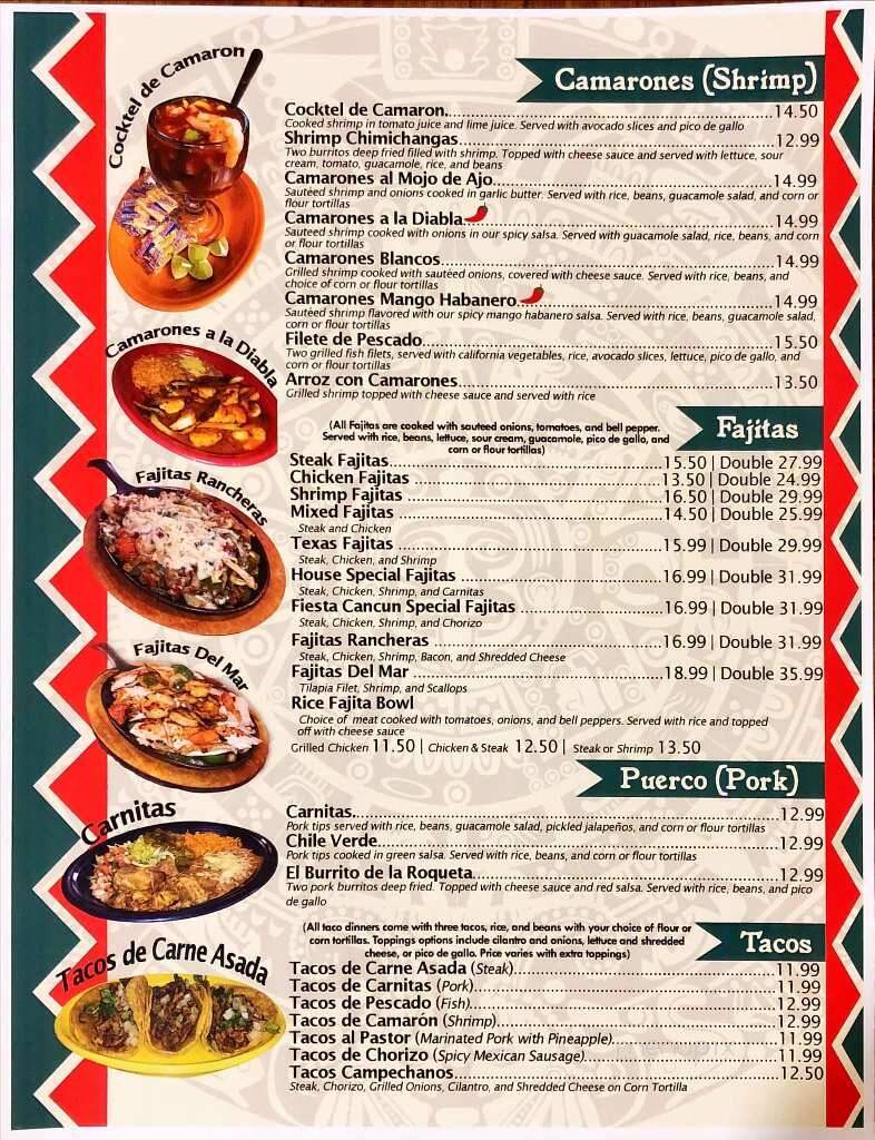 Fiesta Cancun Authentic Mexican Restaurants - Roscoe, IL menu_pic