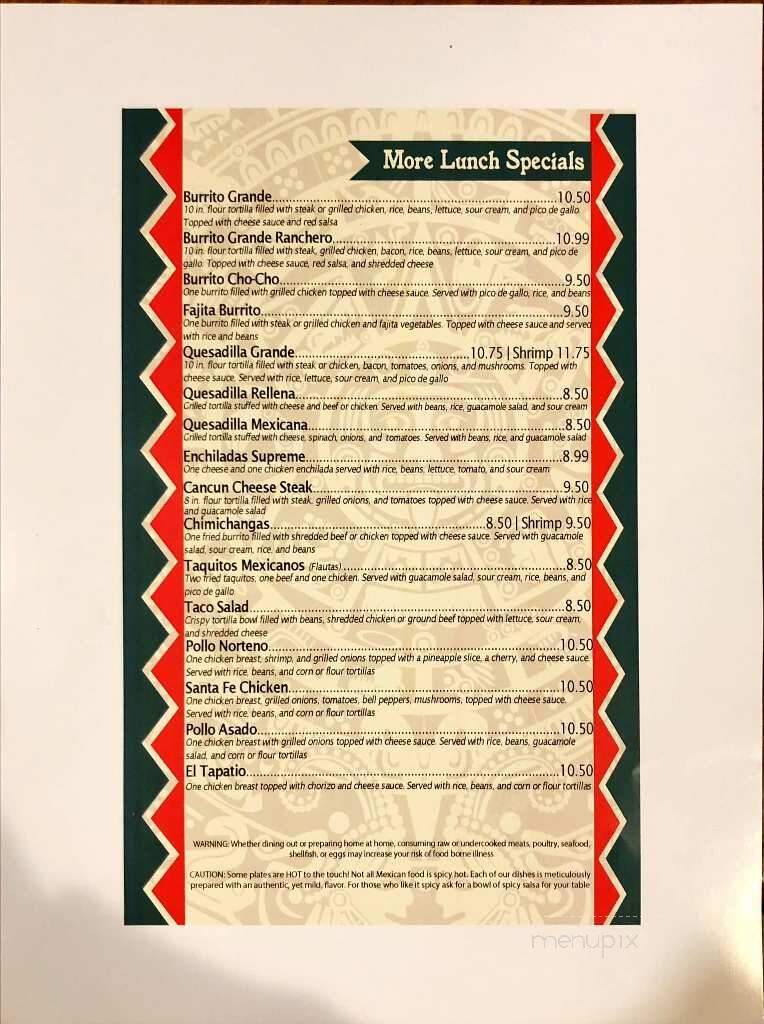 Fiesta Cancun Authentic Mexican Restaurants - Roscoe, IL menu_pic