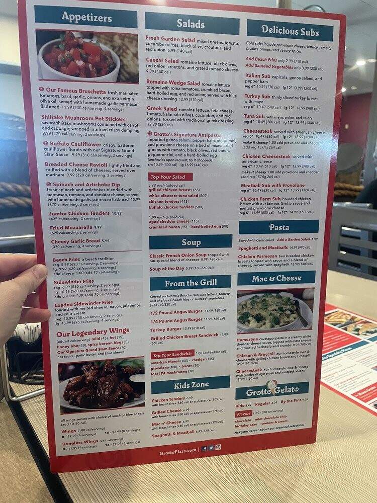 Grotto Pizza - Bethany Beach, DE menu_pic