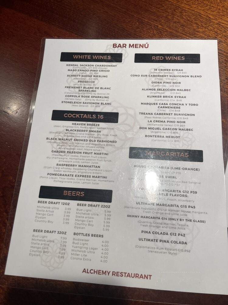 Alchemy Restaurant - Louisville, KY menu_pic