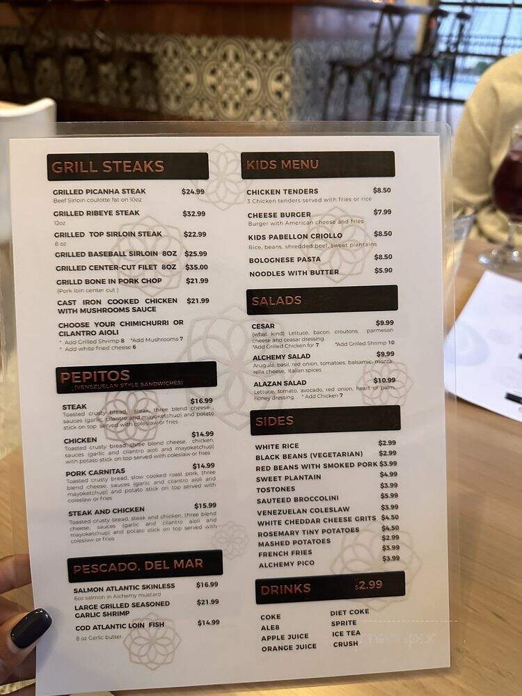 Alchemy Restaurant - Louisville, KY menu_pic