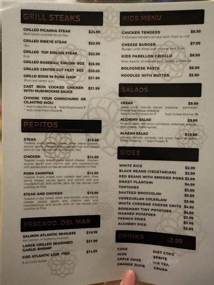 Alchemy Restaurant - Louisville, KY menu_pic
