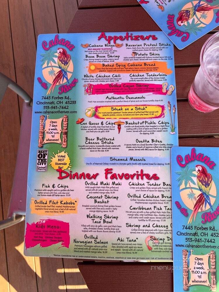 Cabana On the River - Cincinnati, OH menu_pic
