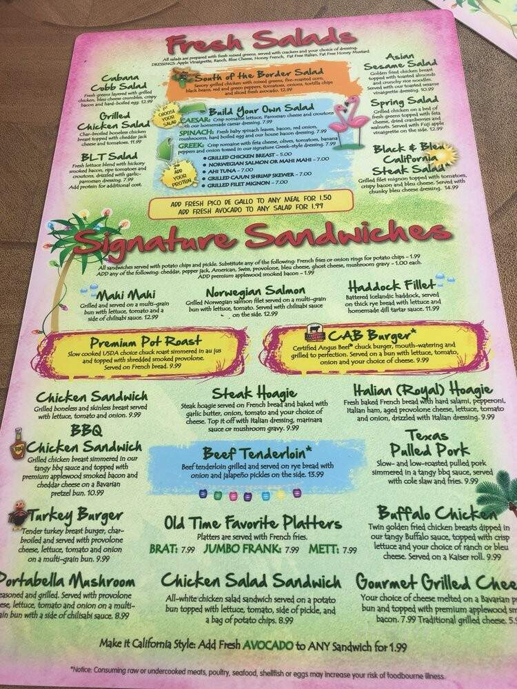 Cabana On the River - Cincinnati, OH menu_pic