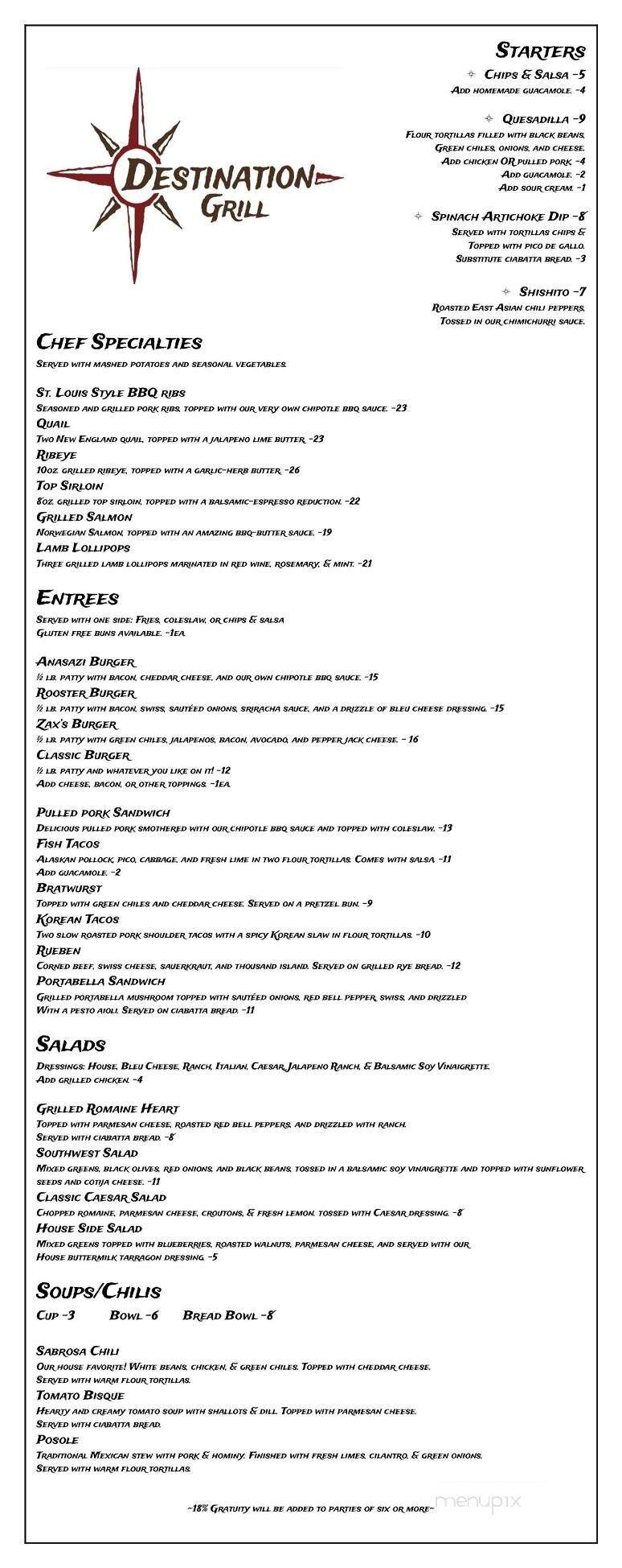 Destination Grill - Cortez, CO menu_pic