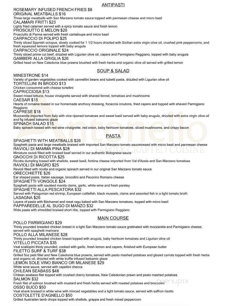 Antonello Ristorante - Santa Ana, CA menu_pic