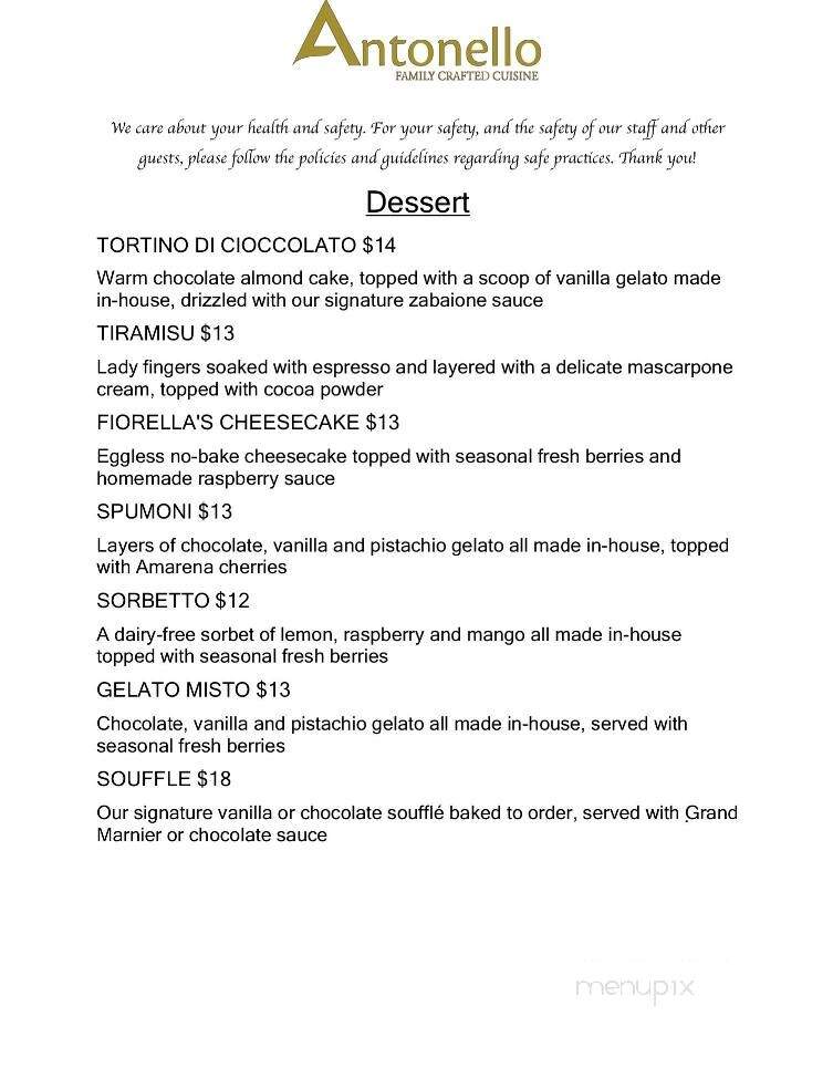 Antonello Ristorante - Santa Ana, CA menu_pic
