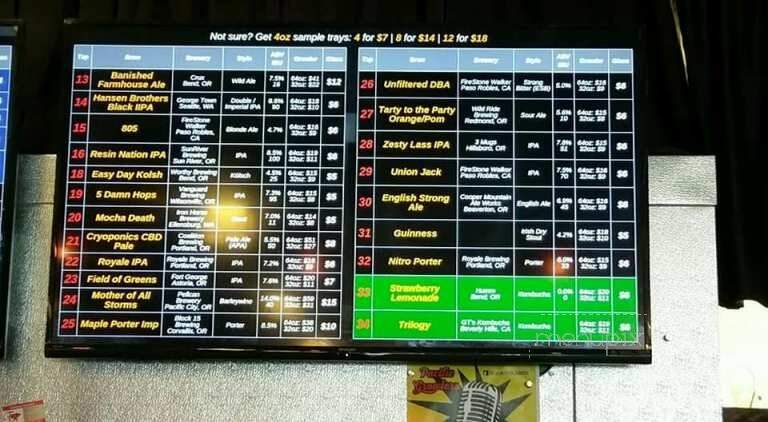 Cooper Mountain Ale Works - Tigard, OR menu_pic