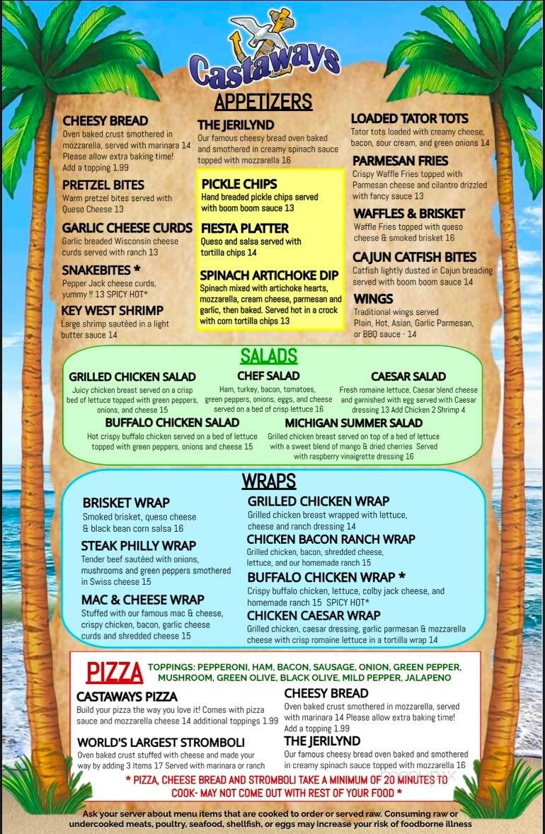 Castaways - Bay City, MI menu_pic