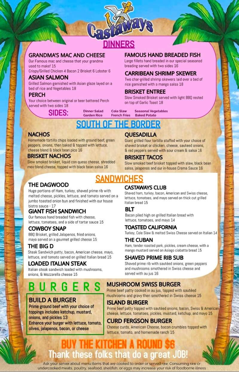 Castaways - Bay City, MI menu_pic