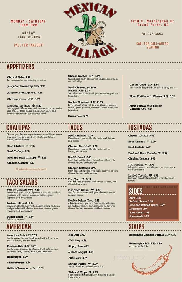 Mexican Village - Grand Forks, ND menu_pic