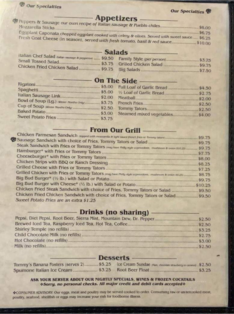 Giodone's Italian Bar & Grill - Pueblo, CO menu_pic