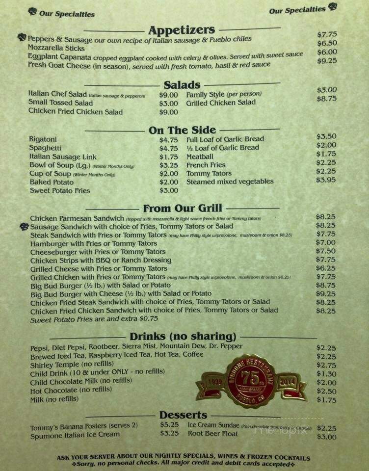 Giodone's Italian Bar & Grill - Pueblo, CO menu_pic