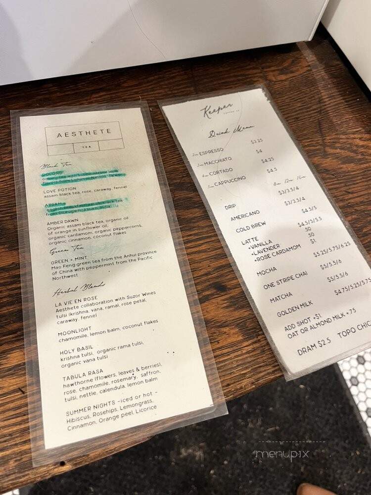 Keeper Coffee - Portland, OR menu_pic