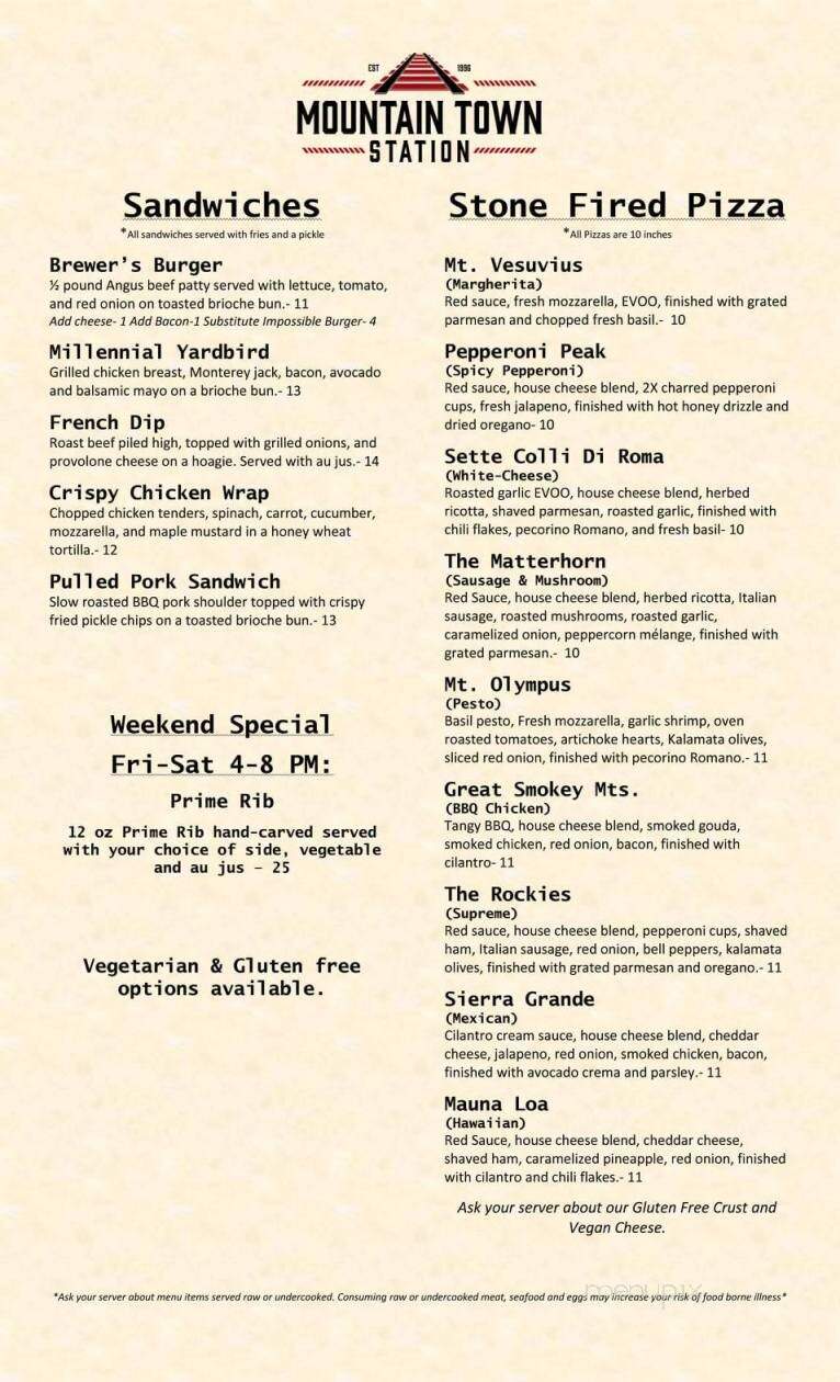 Mountain Town Station Brewing - Mount Pleasant, MI menu_pic