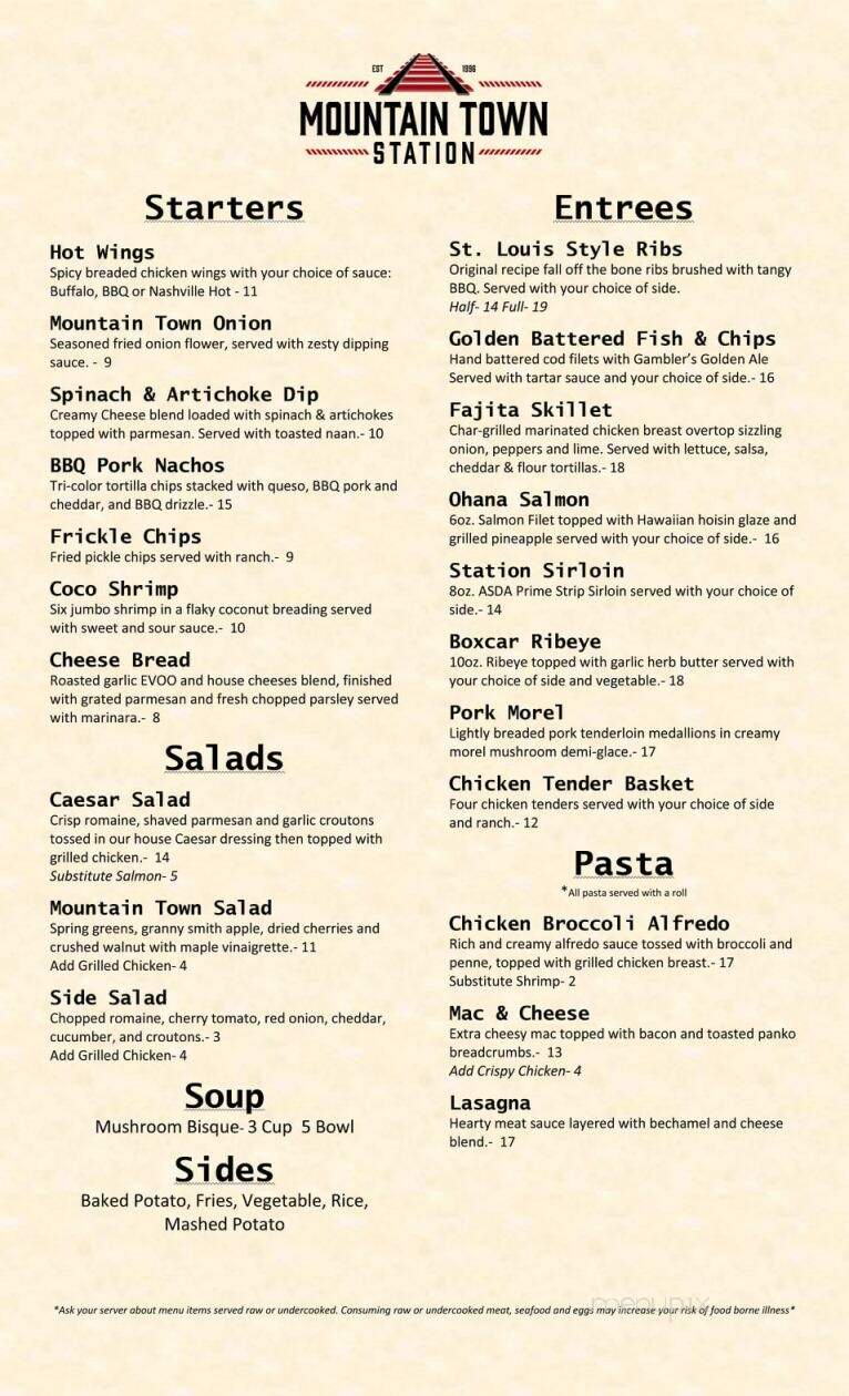 Mountain Town Station Brewing - Mount Pleasant, MI menu_pic