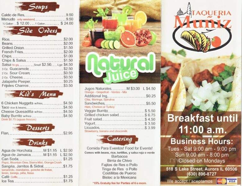 Taqueria Muniz - Aurora, IL menu_pic