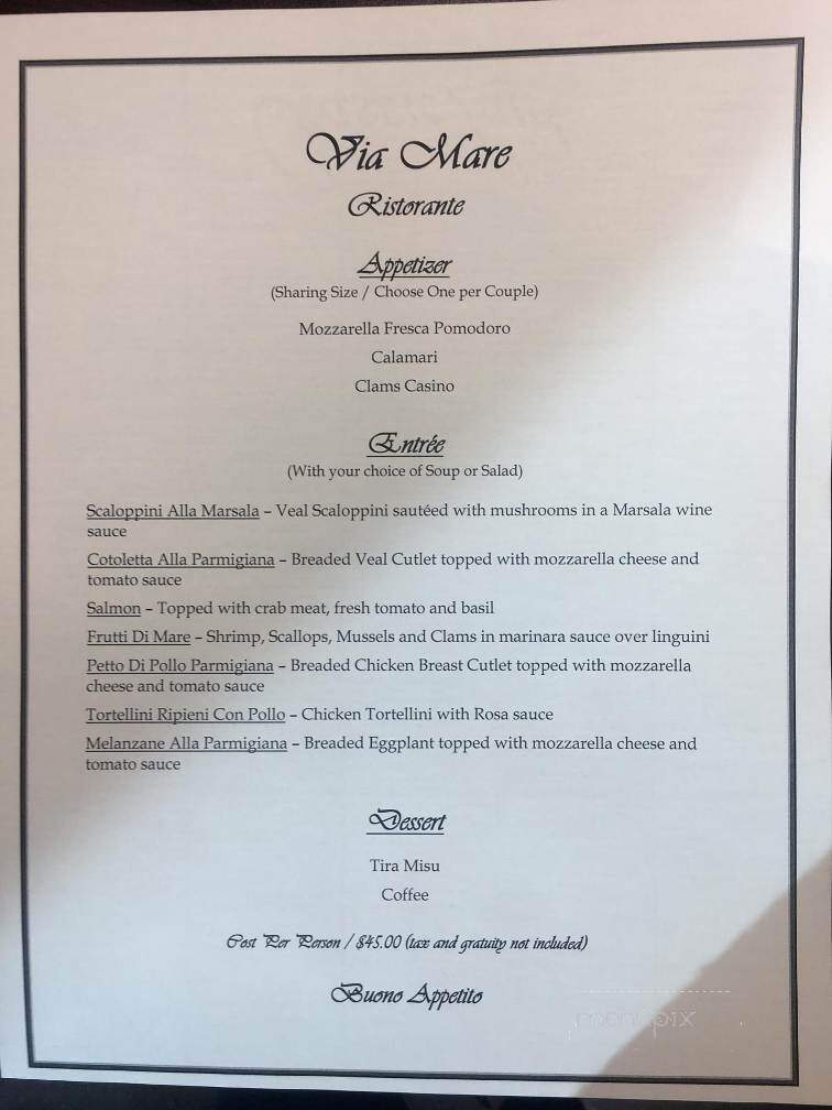 Via Mare Restaurant - Avalon, NJ menu_pic