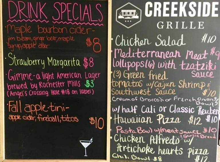 Creekside Grille - Vicksburg, MI menu_pic