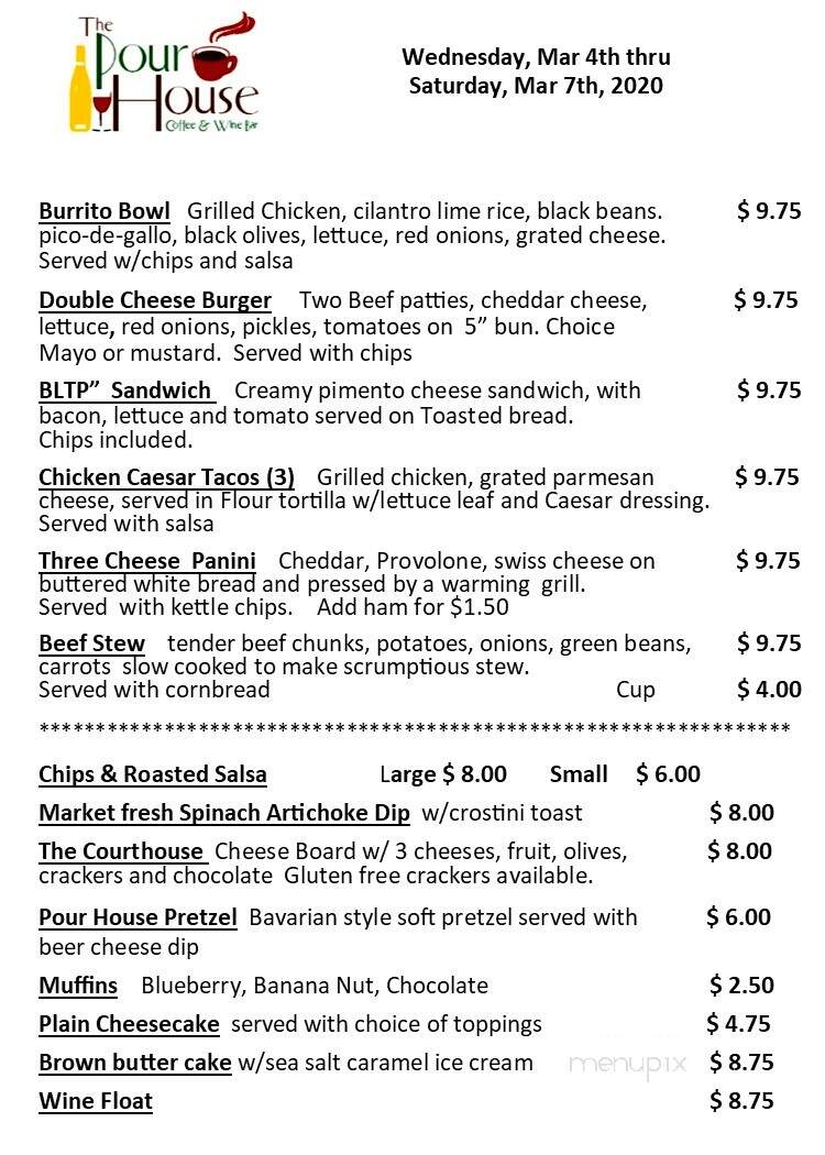 The Pour House - Harrison, AR menu_pic