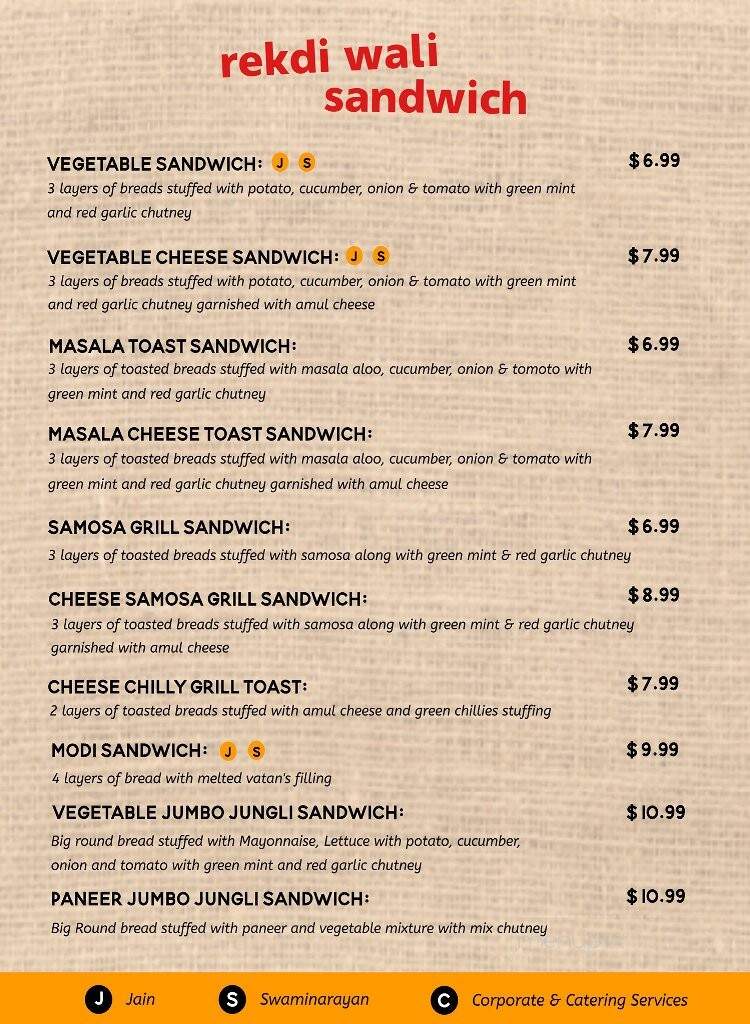 Vatan Indian Vegetarian Cuisine & Bakery - East Windsor, NJ menu_pic