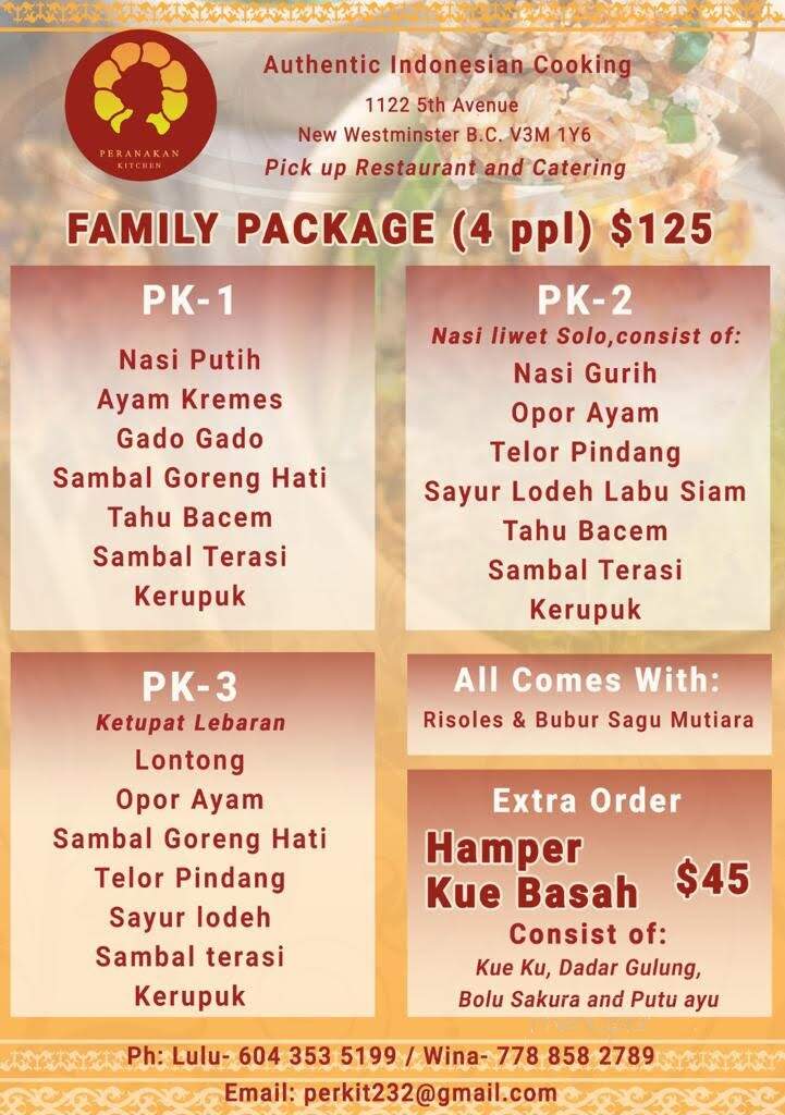 Peranakan Kitchen - New Westminster, BC menu_pic