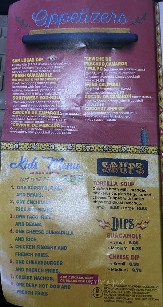 San Lucas Mexican Restaurant - Hiram, GA menu_pic