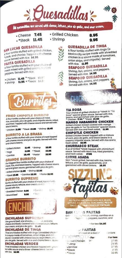 San Lucas Mexican Restaurant - Hiram, GA menu_pic