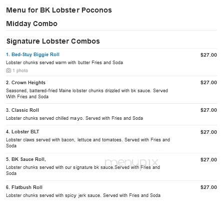 BK Lobster Poconos - East Stroudsburg, PA menu_pic