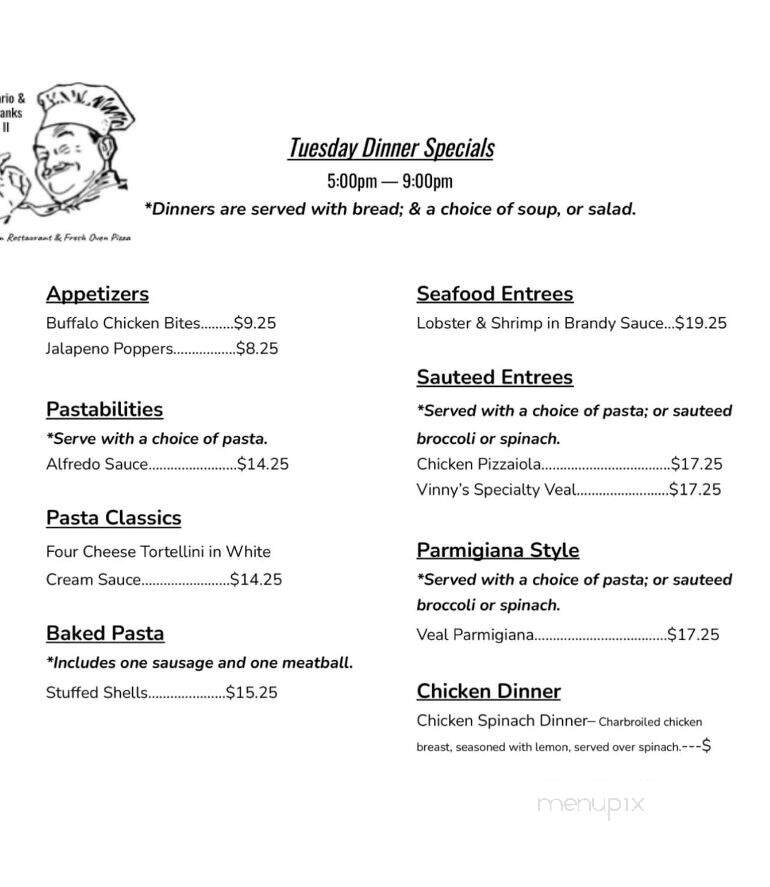 Mario & Franks II - Fieldsboro, NJ menu_pic