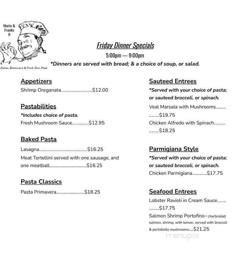 Mario & Franks II - Fieldsboro, NJ menu_pic