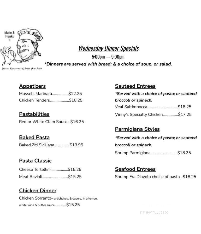 Mario & Franks II - Fieldsboro, NJ menu_pic