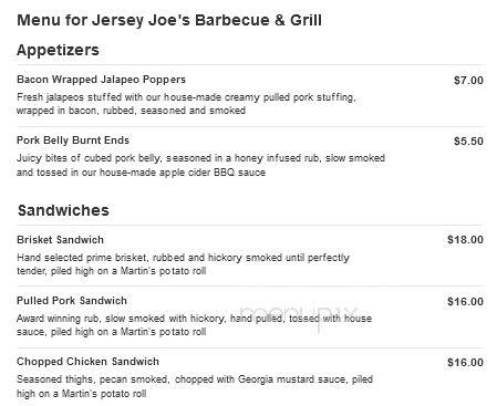 Jersey Joe's Barbecue & Grill - Garwood, NJ menu_pic